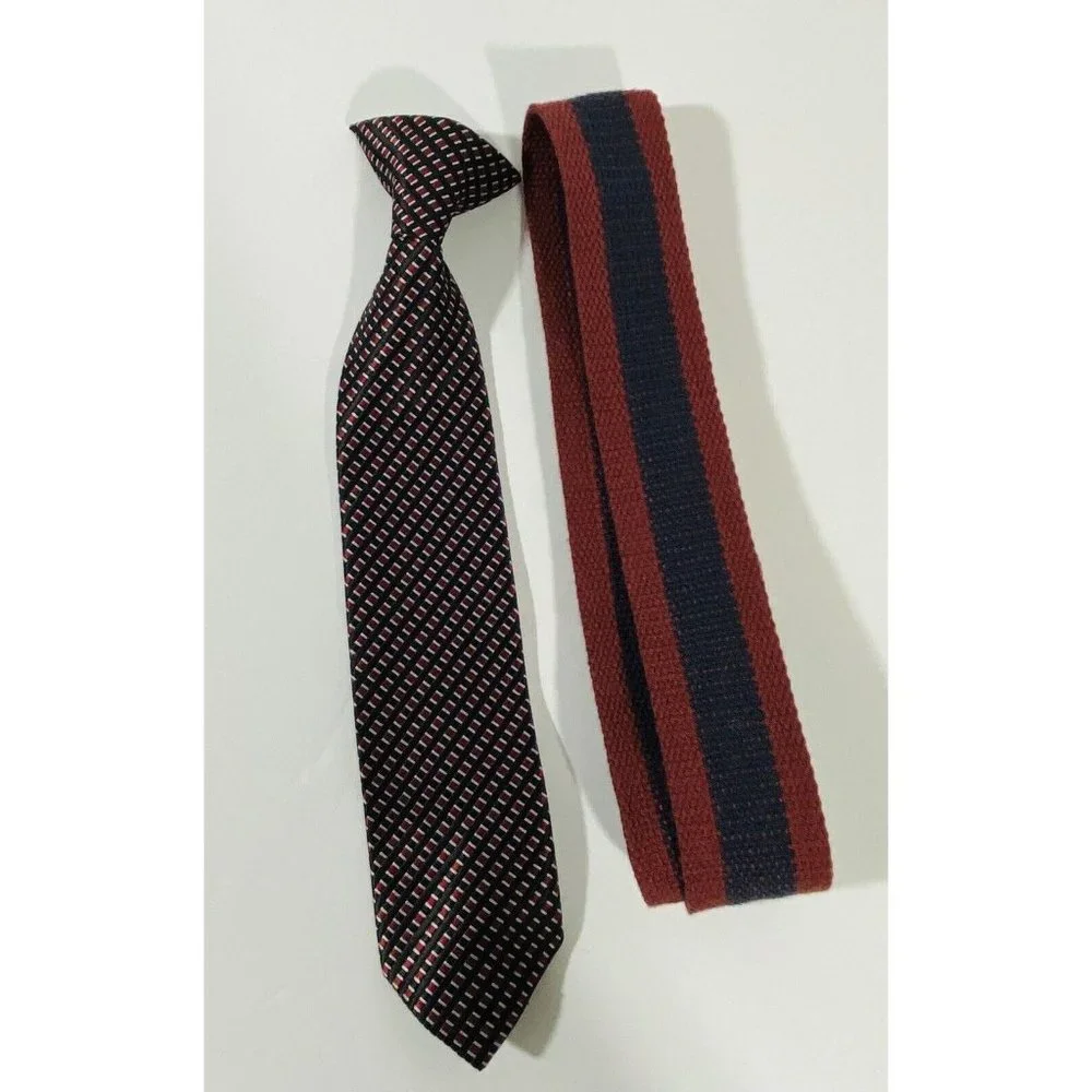 Boys Striped Clip-On Neck Tie Belt Easter Kids Easter Wedding Spring Blue Red